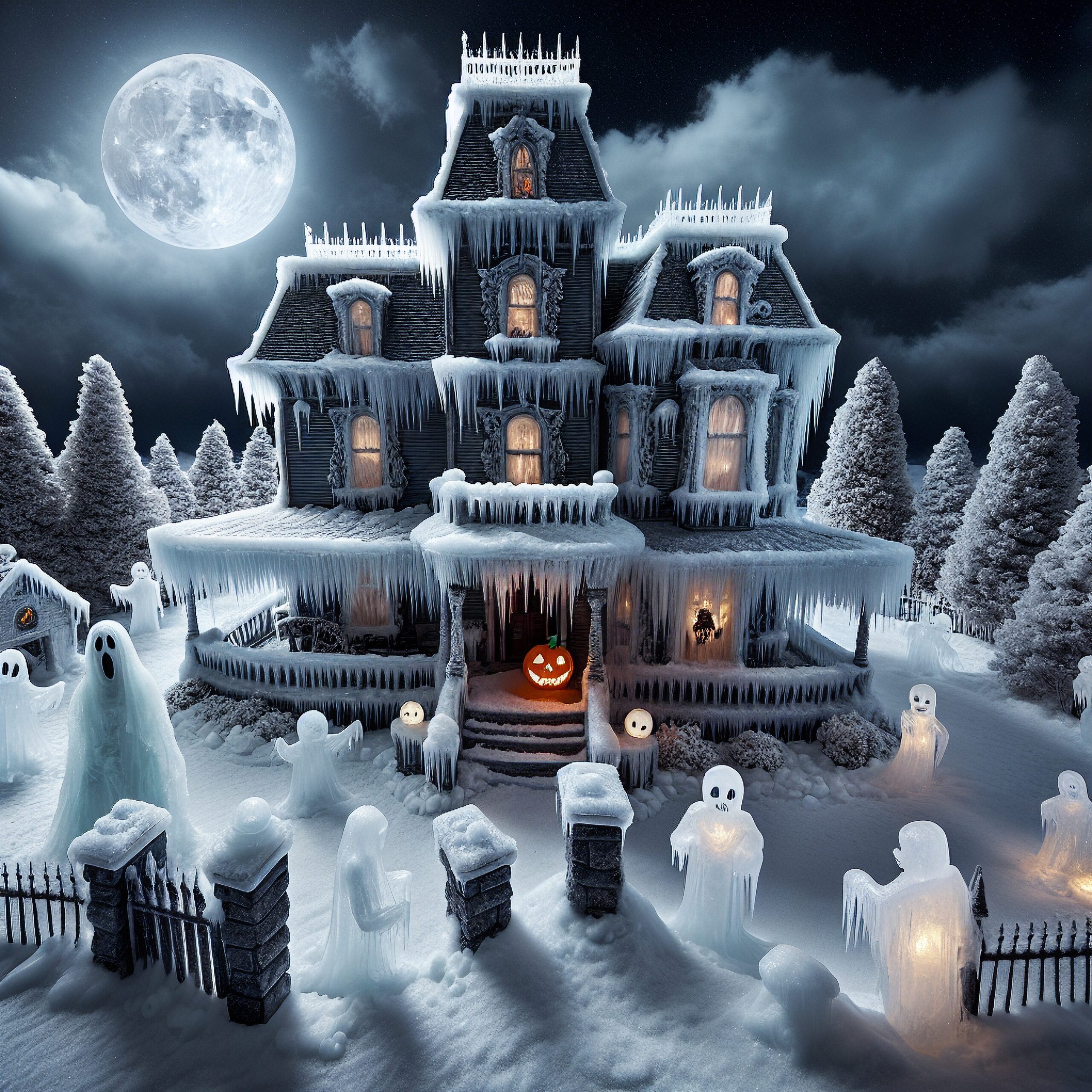 snow themed haunted house