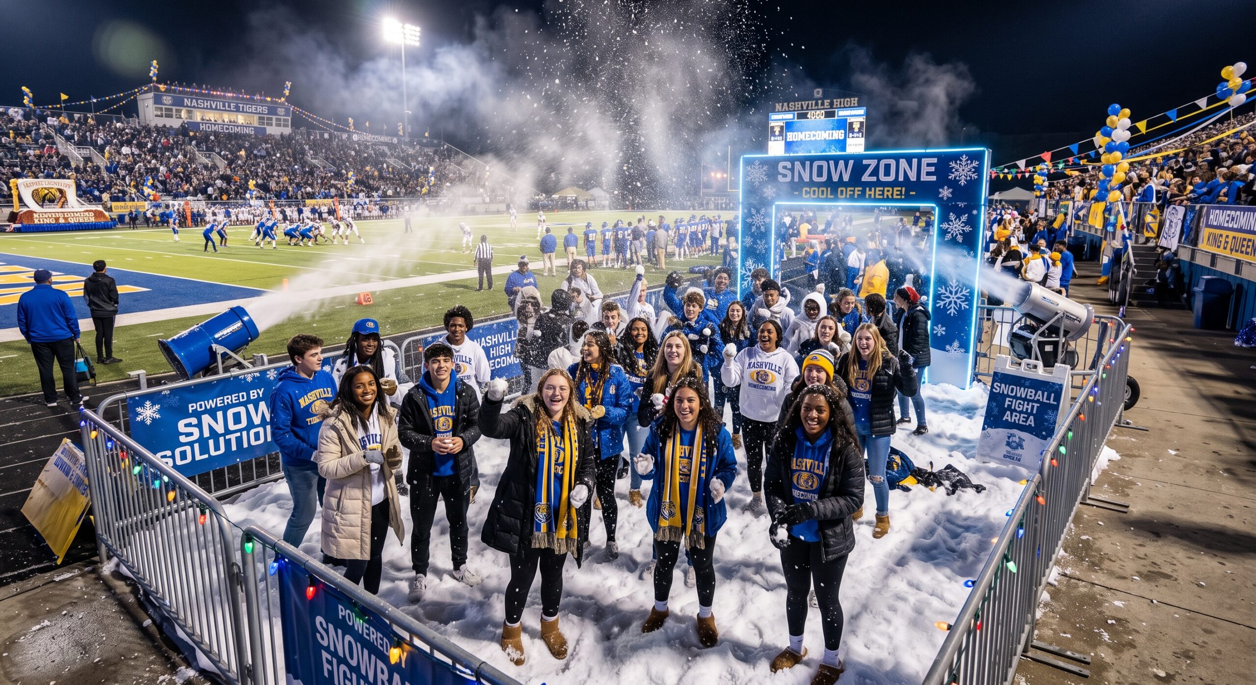 snow zone set up at a football game